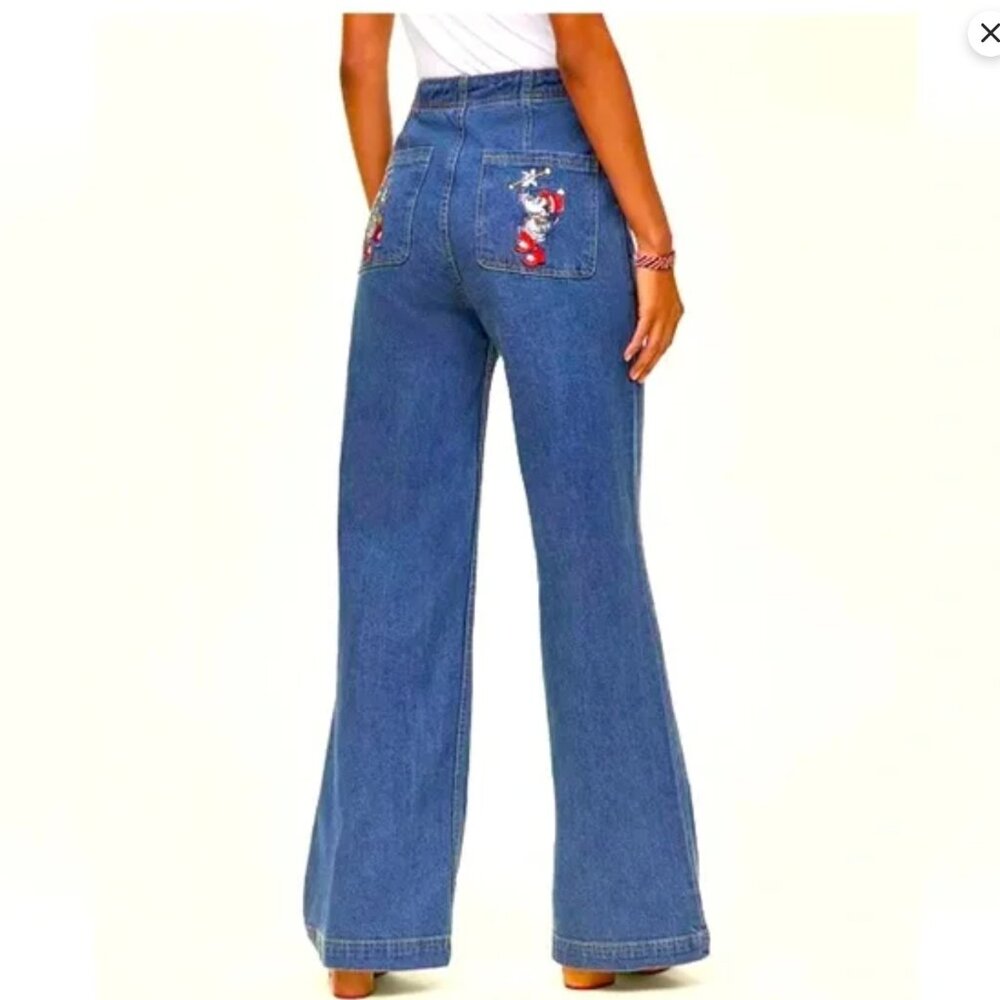 NWT Minnie Majorette Disney Limited Edition High Rise Wide-Leg Jeans-10 28 Macys - Picture 2 of 16